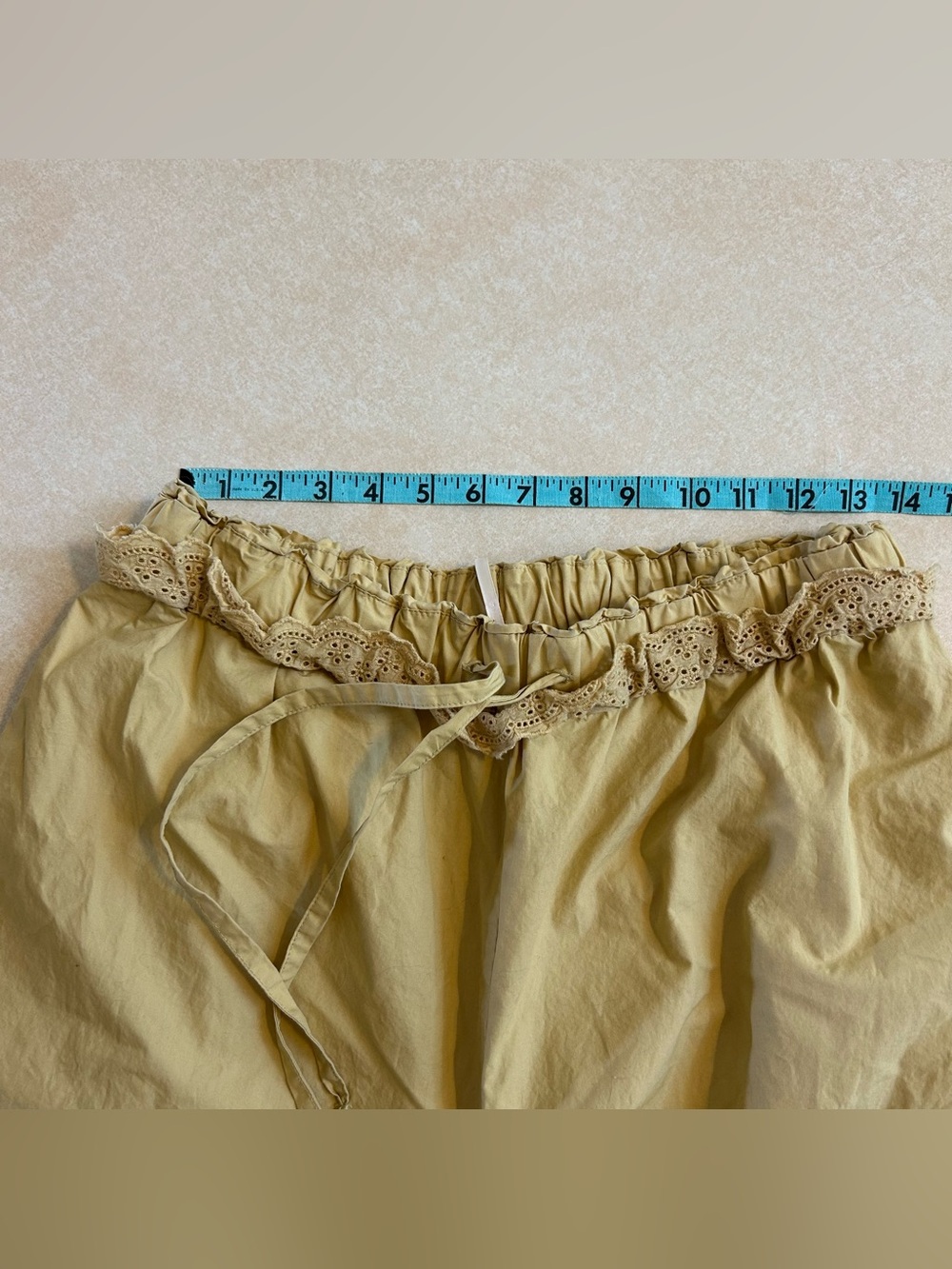 Free People Mustard Drawstring Harem Jogger Pants with Scallop Trim - Picture 11 of 14